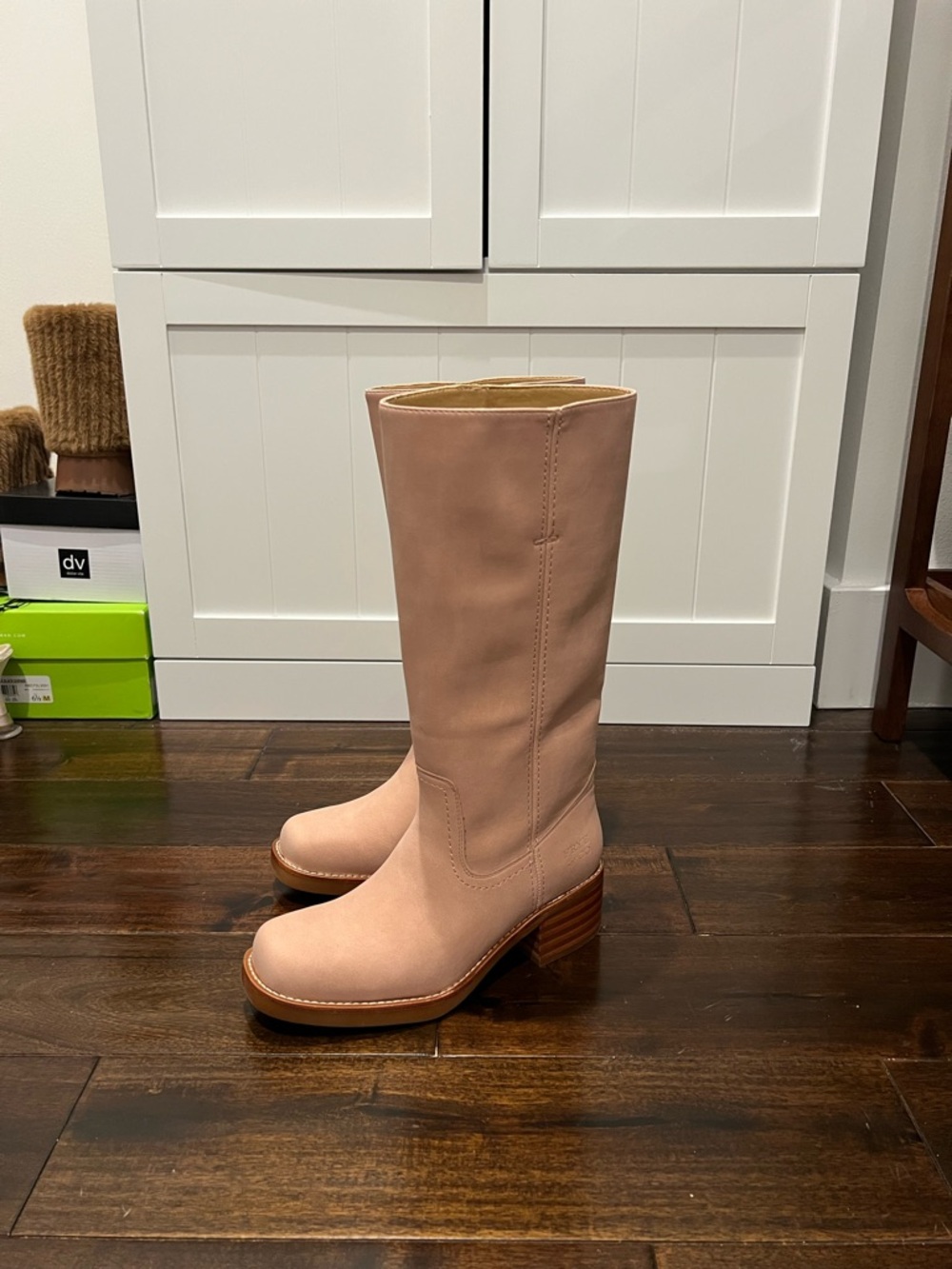 FRYE AND CO. Pink Leather Mid-Calf Heeled Boots